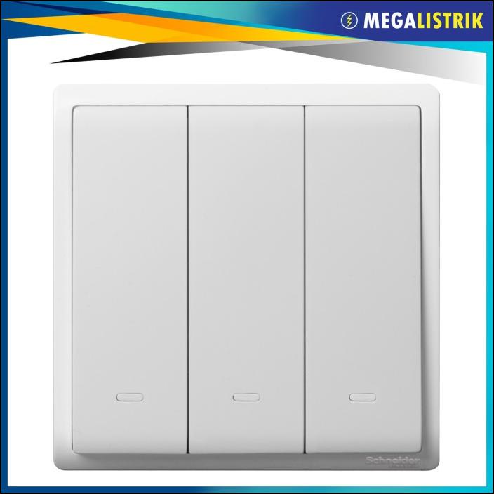 SAKLAR - SCHNEIDER SAKLAR TRIPLE / TRIPEL HOTEL 3 GANG 2 ARAH PIENO PUTIH