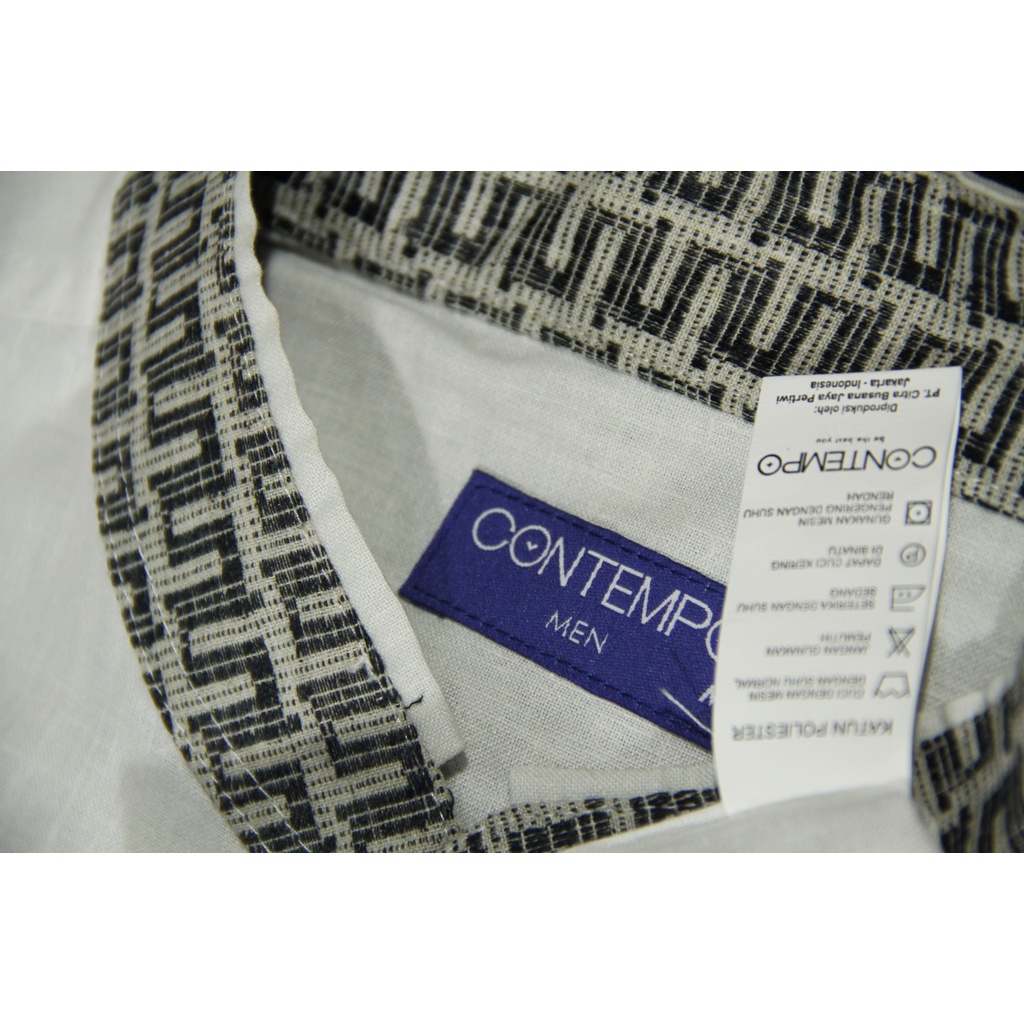 COD Baju Koko Pria Lengan Pendek Putih Kerah Motif Contempo 02 100% Original Brand