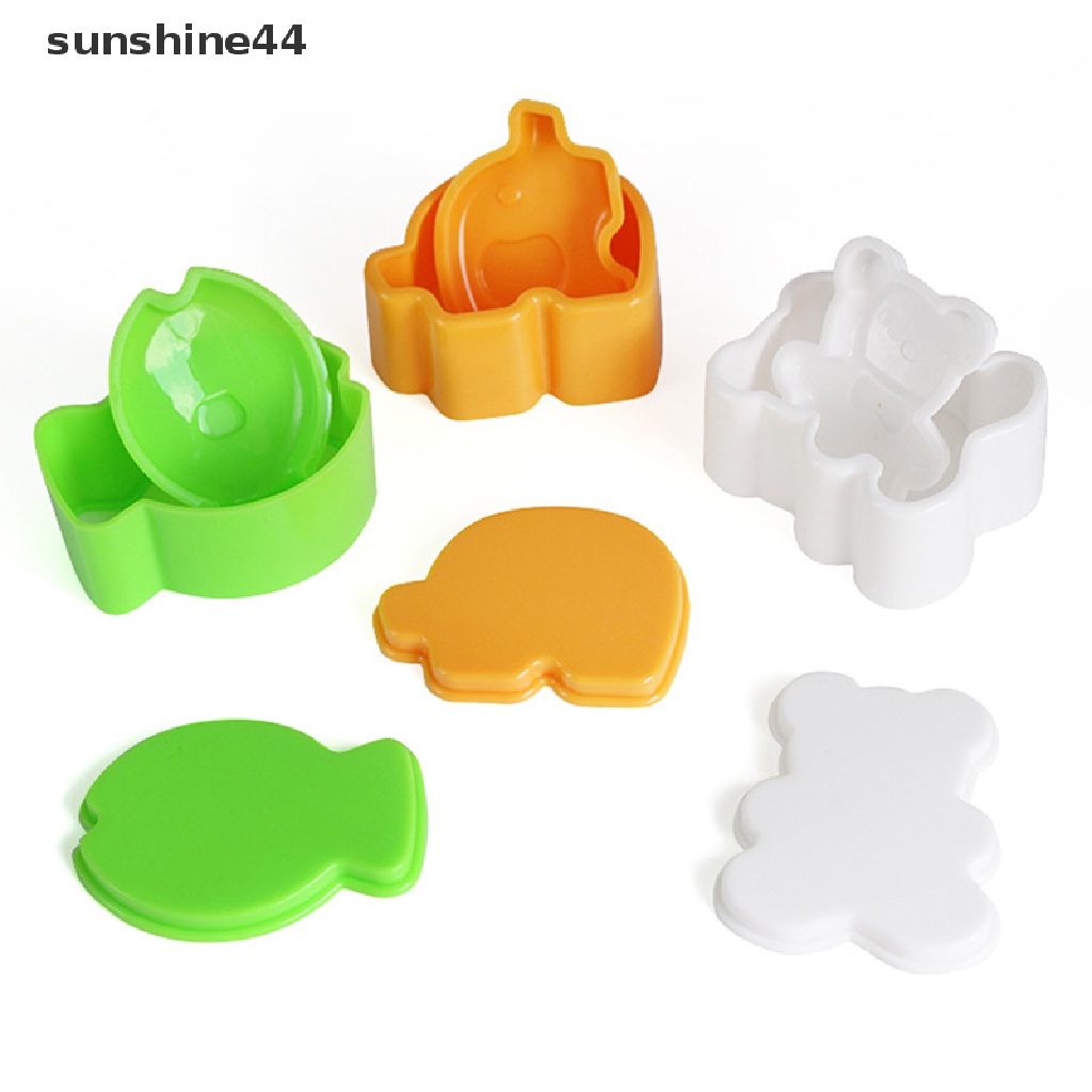 Sunshine 3Pcs / Set Cetakan Pemotong Roti / Kue / Biskuit / Pastry / Nasi Bentuk Kartun Gajah / Ikan / Beruang DIY