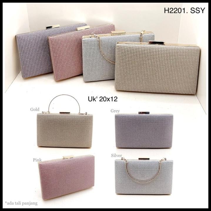 Tas Pesta/Kondangan Clutch Wanita Mewah Glitter Simple Bling2 Import
