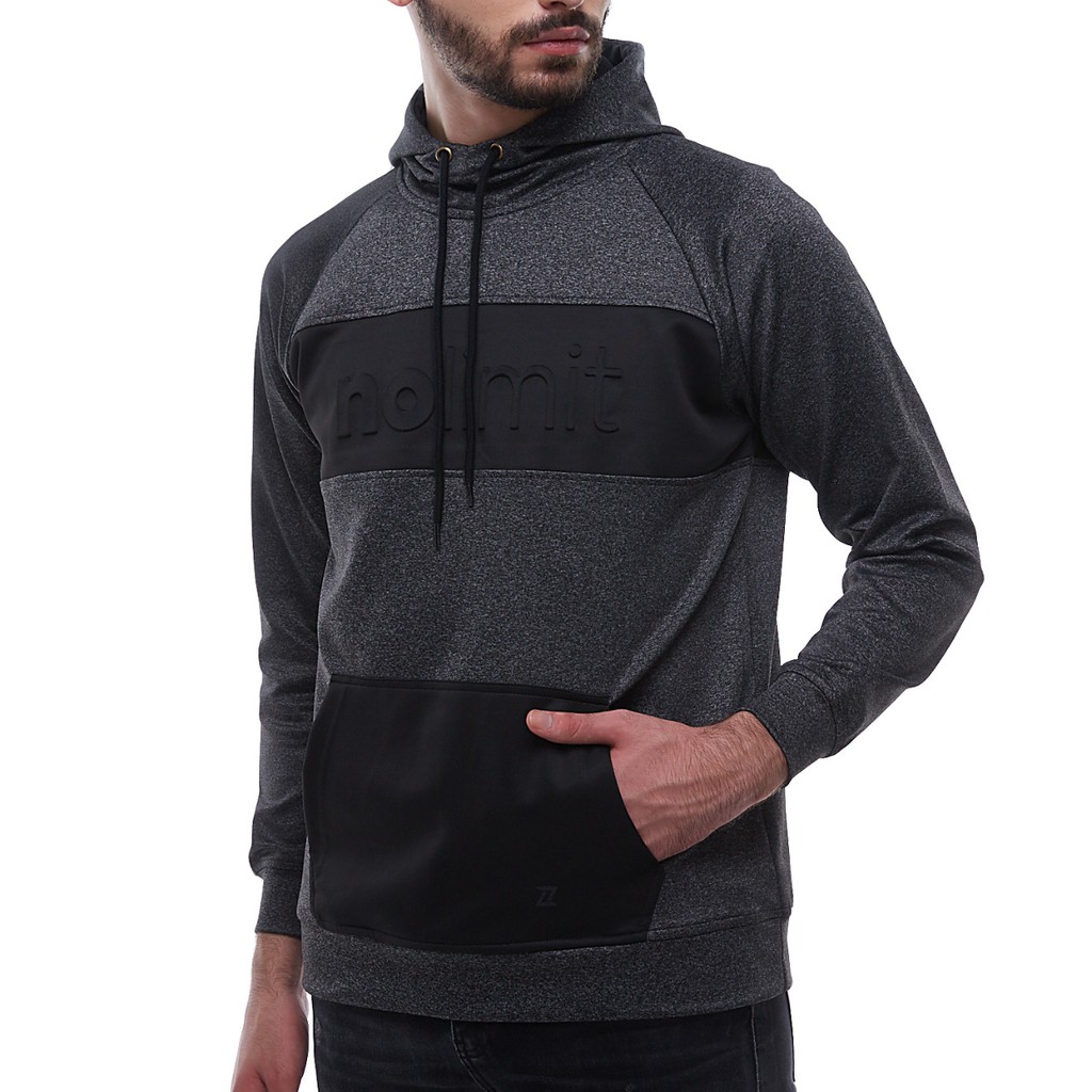 Zoleka Jaket Olahraga Hoodie Pria Kyros Misty Dark Grey Black-3