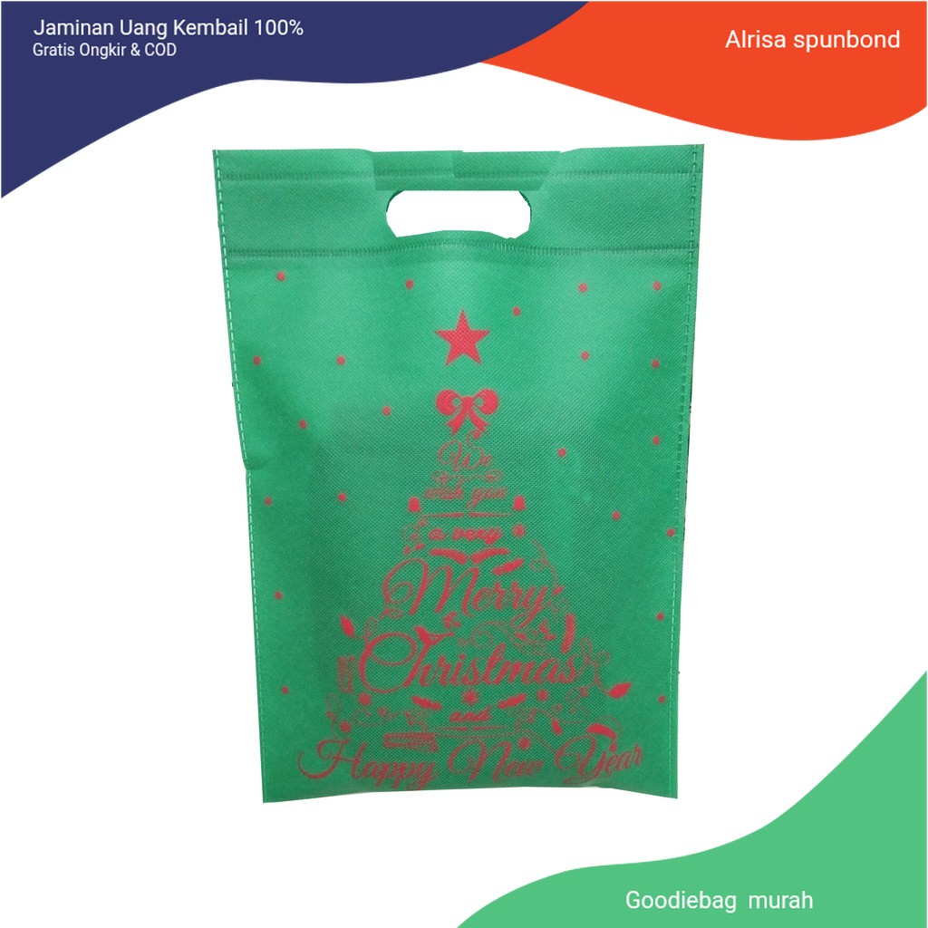 

tas sukuran Tas Spunbond Natal Murah 35x24 / goodiebag / tas spunbond / tas murah /tas spunbond murah goodiebag murah