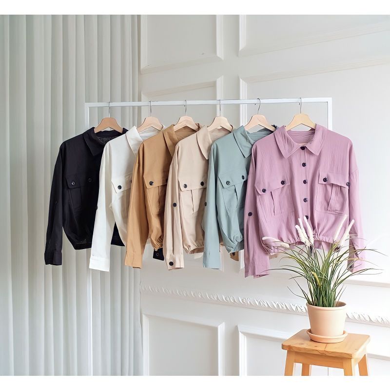 [OTULILI] YUNA OVERSIZE CROP TOP | BLOUSE LINEN PREMIUM JUMBO LD 110 | BLAZER VINTAGE RETRO KOREAN S