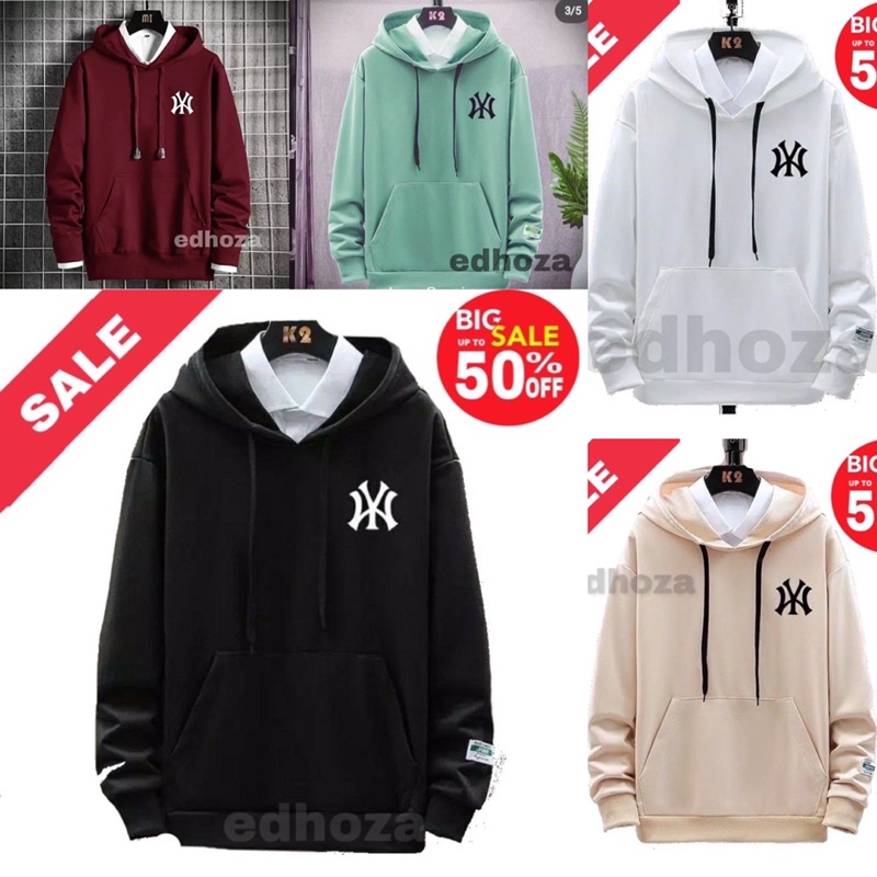 Sweater Cowok Cewek NY Hoodie Pria Wanita Ny Switer logo bordir warna banyak