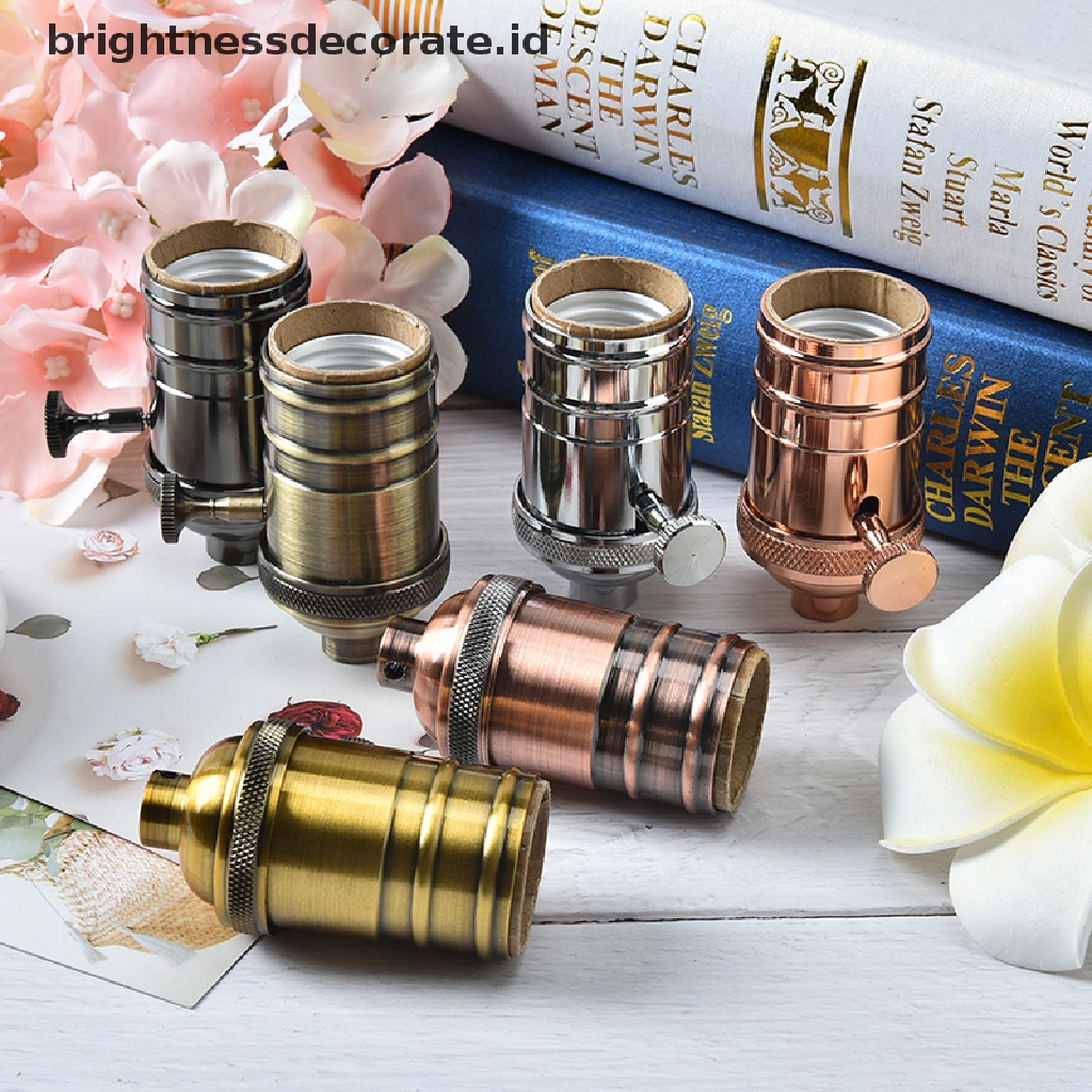 [birth] e26/e27 retro vintage antique aluminum copper lamp light bulb holder socket [ID]