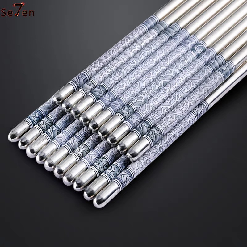 Sumpit stainless MOTIF Sumpit Chopstick chopsticks Cina Sujeo isi 5 pasang