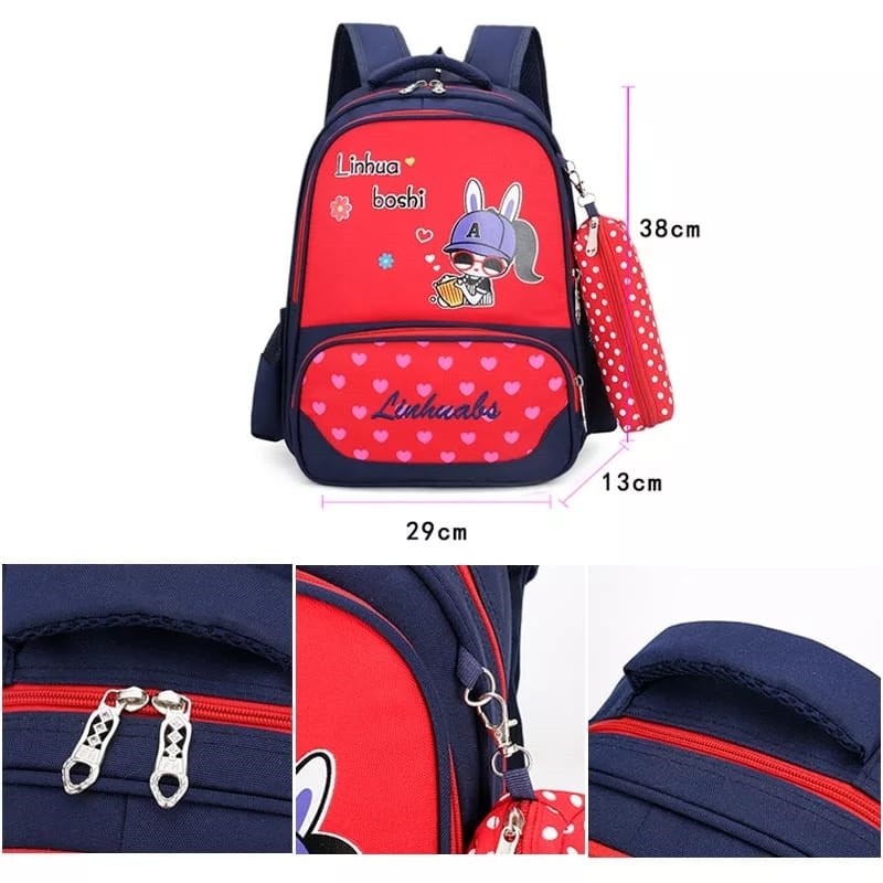 BATOSAI LINHUA BOSHI - Tas Ransel Anak Sekolah Karakter Fashion Kids Backpack Cute Murah Batam Tas Kanvas