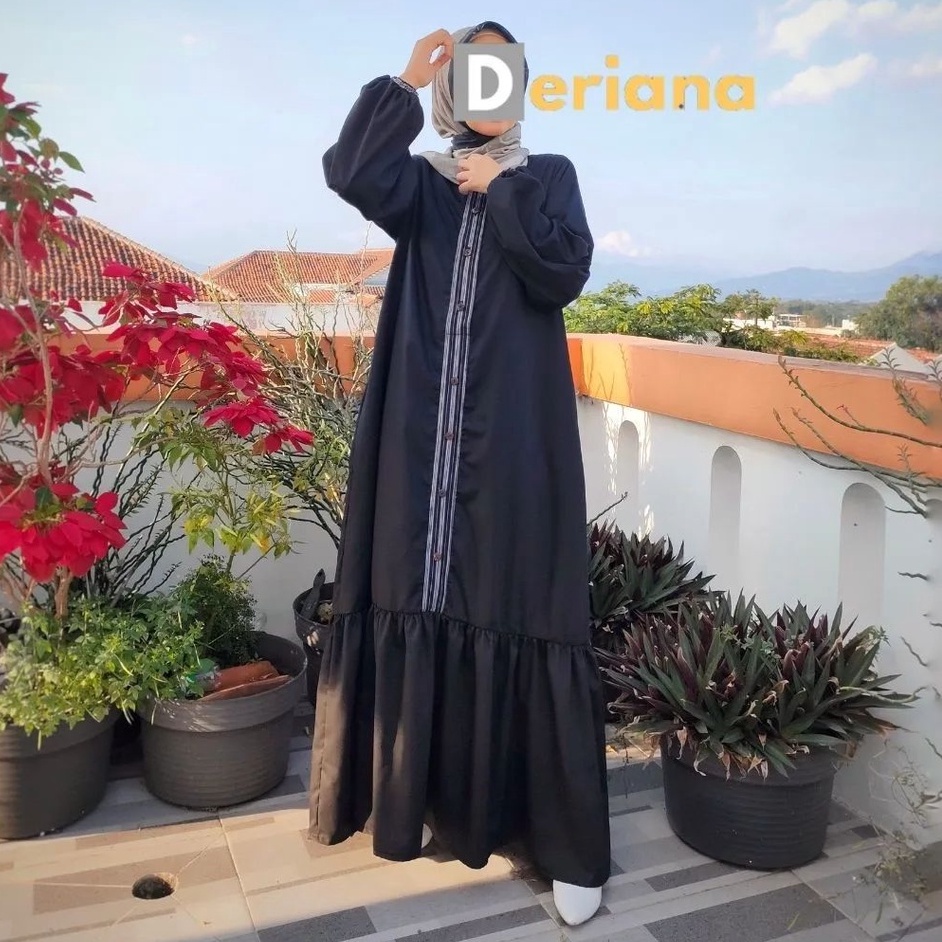 Ayudia Dress Black Deriana Project Gamis Bahan Katun