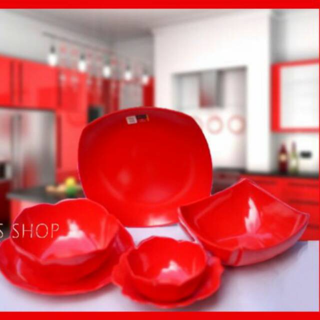 Wadah saji melamin mawar merah golden dragon melamin