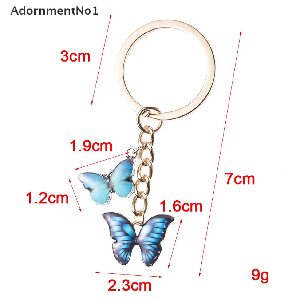 (AdornmentNo1) Gantungan Kunci Butterfly Ganda Warna-Warni