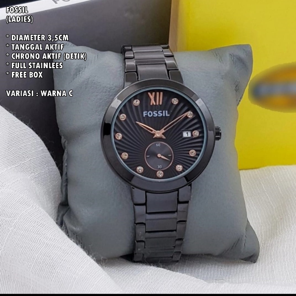 JAM TANGAN WANITA FASHION RANTAI BODY BULAT TANGGAL &amp; CHRONO AKTIF