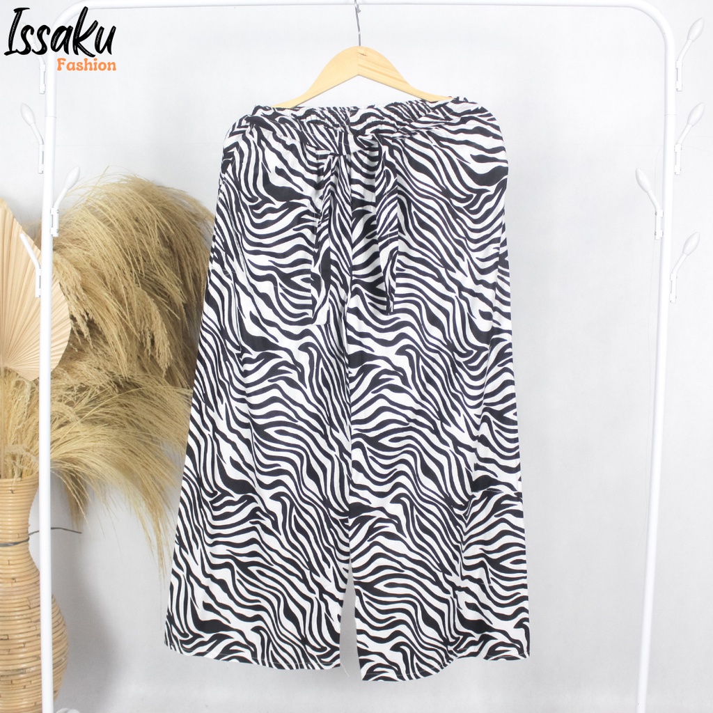 Celana Panjang Kulot Jumbo Wanita Rayon Premium Motif Zebra