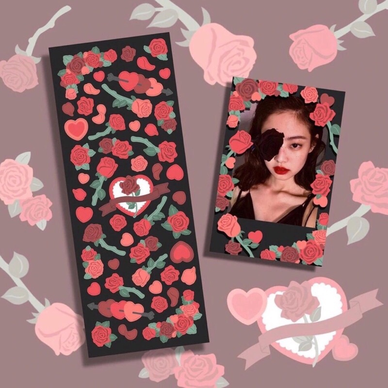 

Sticker rose hologram holo glitter stiker mawar deco photocard toploader kpop decoration aesthetic