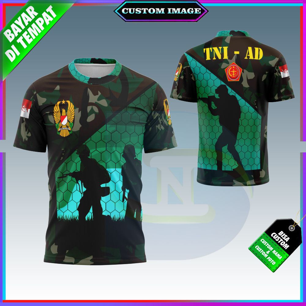 Kaos Baju Pria TNI Keren/ Kaos T-shirt TNI AD Motif Terbaru/ Kaos TNI AD Jersey Printing Bandung Sub