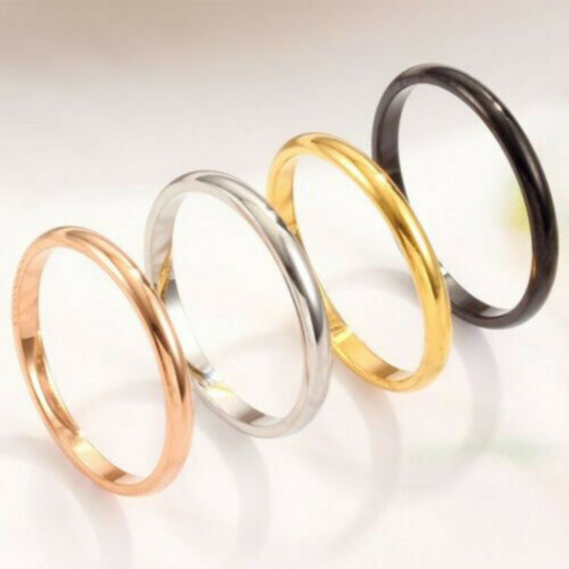 Fashion Simple Siver Rose Gold  Rings  / Ladies Smooth Fine Thin Finger Ring /  Elegant  2mm Thin Stackable Ring