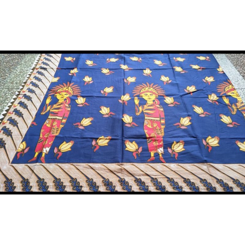 Kain Batik Solo katun printing Dayak Biru