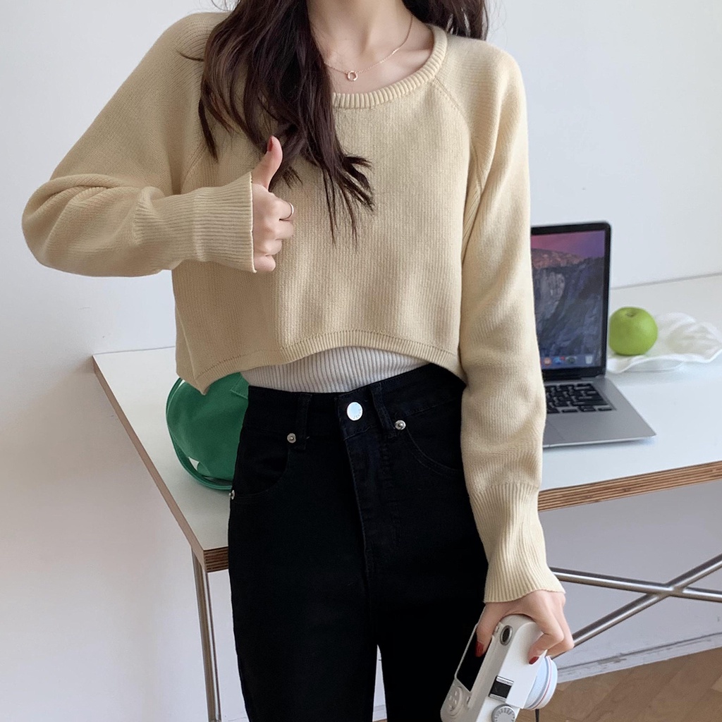 XIAOZHAINV Sweater Rajutan Wanita Korean Style Lengan Panjang 9572