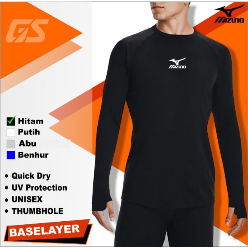 Baselayer pria baju dalaman voli pelindung lengan pria kaos ketat