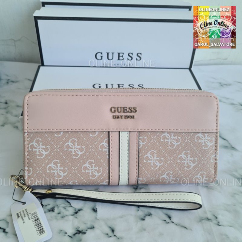 Dompet kasinta zipper long wallet logo with box white beige/pink black gb coffee resleting panjang