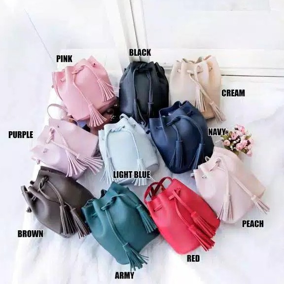 Tas Minishow Serut Kuncir Sling Bag  Mini Serut Tas Fashion cewek trendy murah