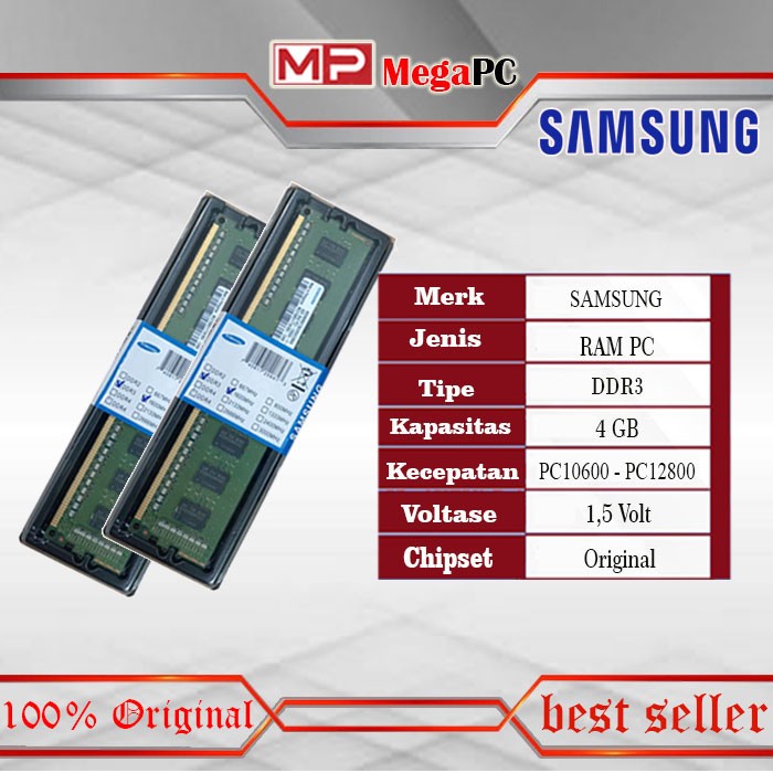 MEMORY RAM PC DDR3 4GB SAMSUNG / HYNIK GARANSI 1 TAHUN