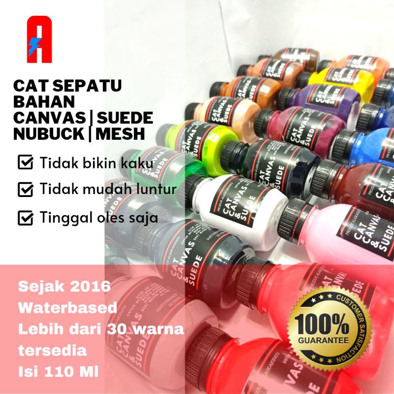 Cat sepatu bahan canvas suede nubuck mesh 100ml waterbased