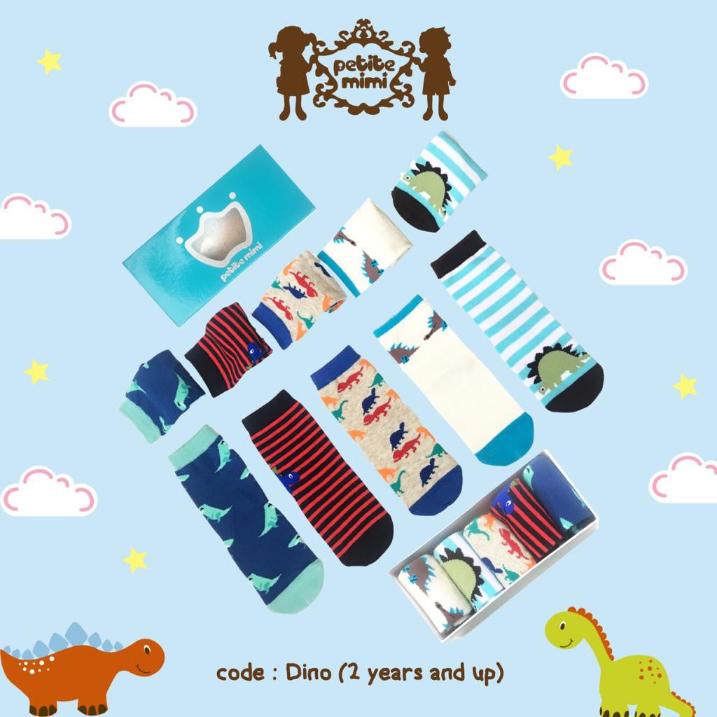 KAOS KAKI PETITE MIMI TOODLER  DINO &amp; FISHERMAN ( 2- 4 Thn ) ISI 5 PASANG