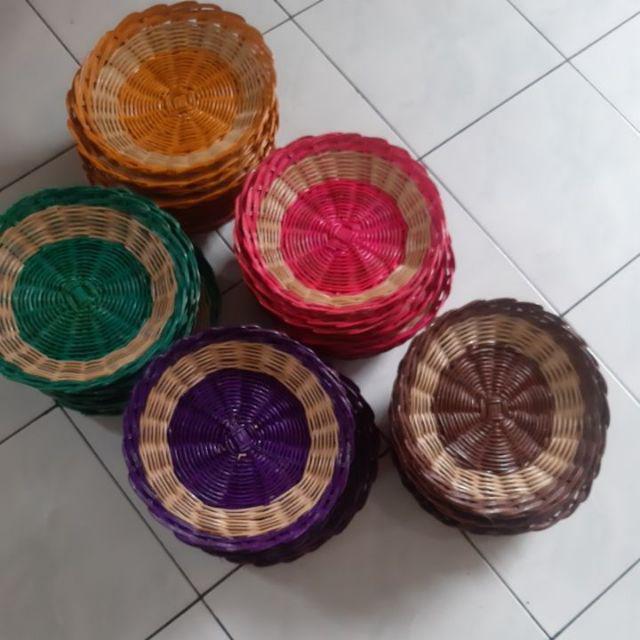 Supplier Piring Vernis Bahan Rotan Asli - Piring Ungu Bahan Rotan - Piring Warna Ungu Asli Rotan