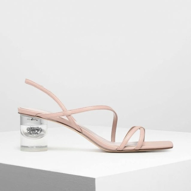 [7.7 Boombastis Sale⚡] - SEPATU SHOES WANITA CKS112 ASYMMETRIC STRAP LUCITE HEEL SANDAL  PREMIUM IMPORT