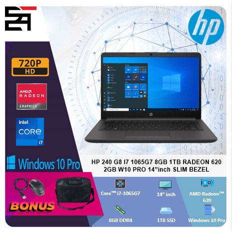 HP 240 G8 I7 1065G7 8GB 1TB RADEON 620 2GB W10PRO 14&quot;inch SLIM BEZEL