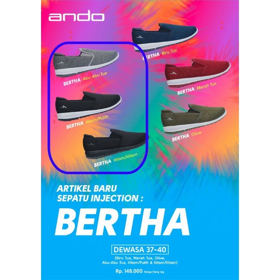 SEPATU ANDO BERTHA ORIGINAL SLIP ON WANITA BAHAN RAJUT FLAT SHOES FASHION