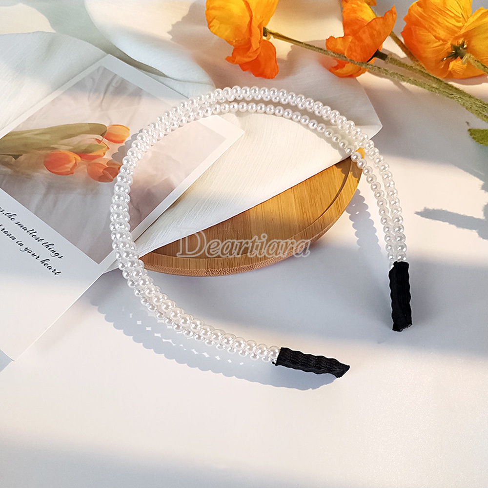 Headband Aksen Mutiara Gaya Retro Perancis Untuk Wanita