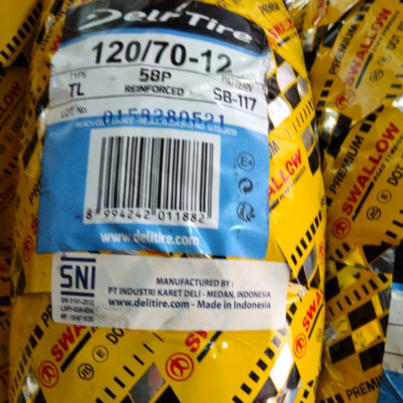 SWALLOW 120/70-12 SB117 TUBELES VELG RING 12