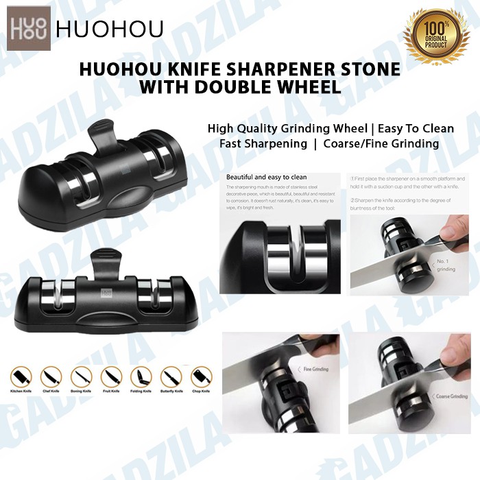 HUOHOU KNIFE SHARPENER STONE DOUBLE WHEEL PENGASAH ASAH PISAU