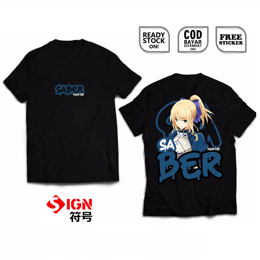 KAOS SABER ARTORIA PENDRAGON TYPE MOON WAIFU ANIME MANGA FATE ZERO NECO ARC ASTOLFO GILGAMESH SHIROU EMIYA KIRITSUGU MANAKA SAJYOU BAJU JEPANG JAPAN CULTURE COSPLAY WIBU OTAKU - SIGN CLOTH