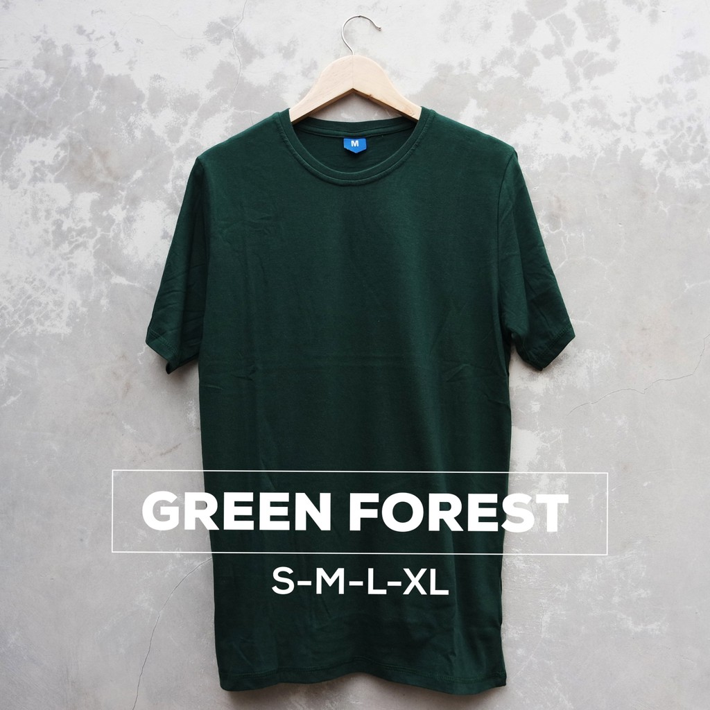 KAOS POLOS PENDEK WARNA GREEN FOREST BAHAN SOFT COTON TERBAIK KOTA BANDUNG CEWEK COWO DEWASA ORGINAL