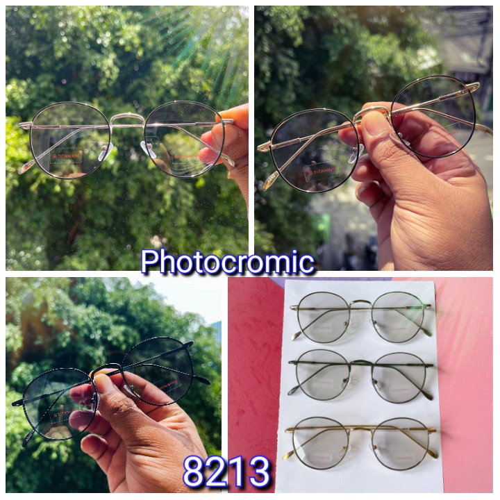 KACAMATA PHOTOCROMIC FRAME OPTIK FASHION VINTAGE OVAL BLUERAY ANTI RADIASI WANITA PRIA
