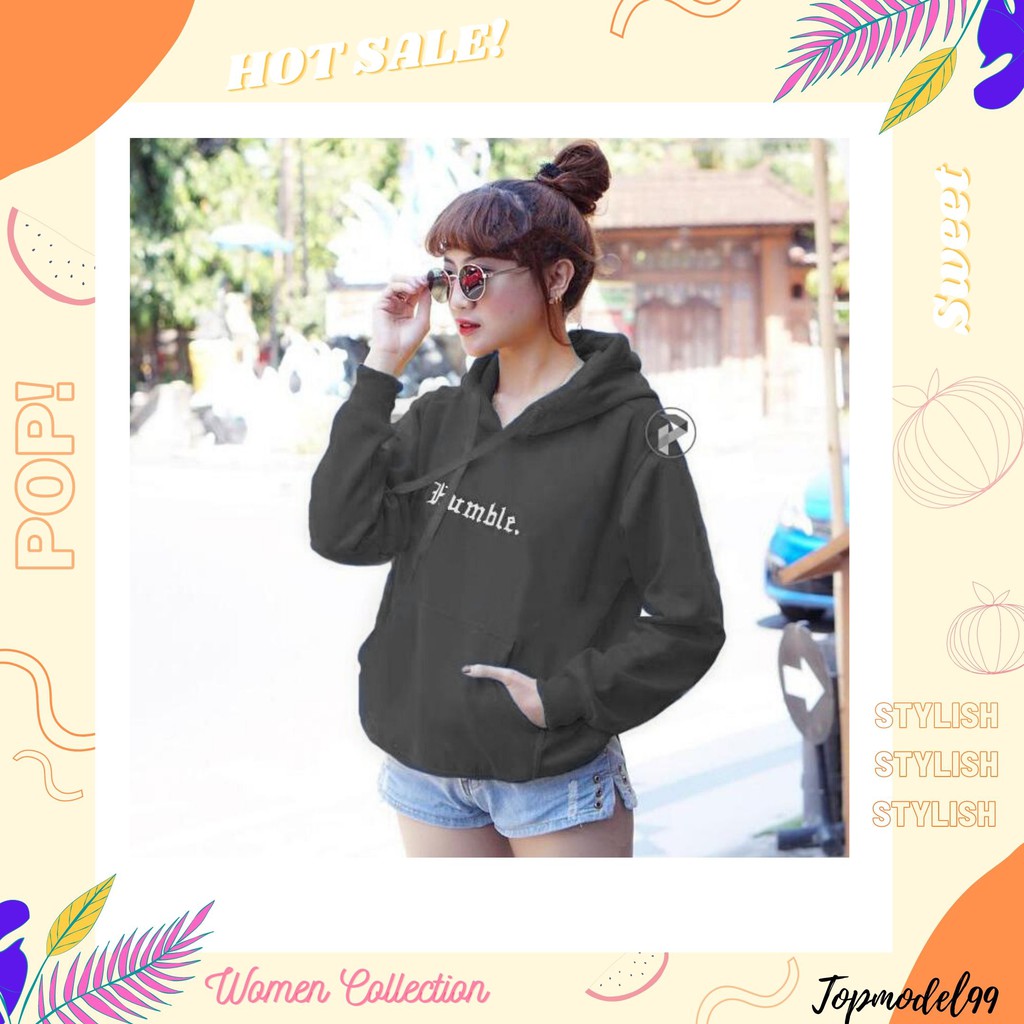 SWEATER HOODIE HUMBLE/BISA COD/Sweater Wanita-hitam