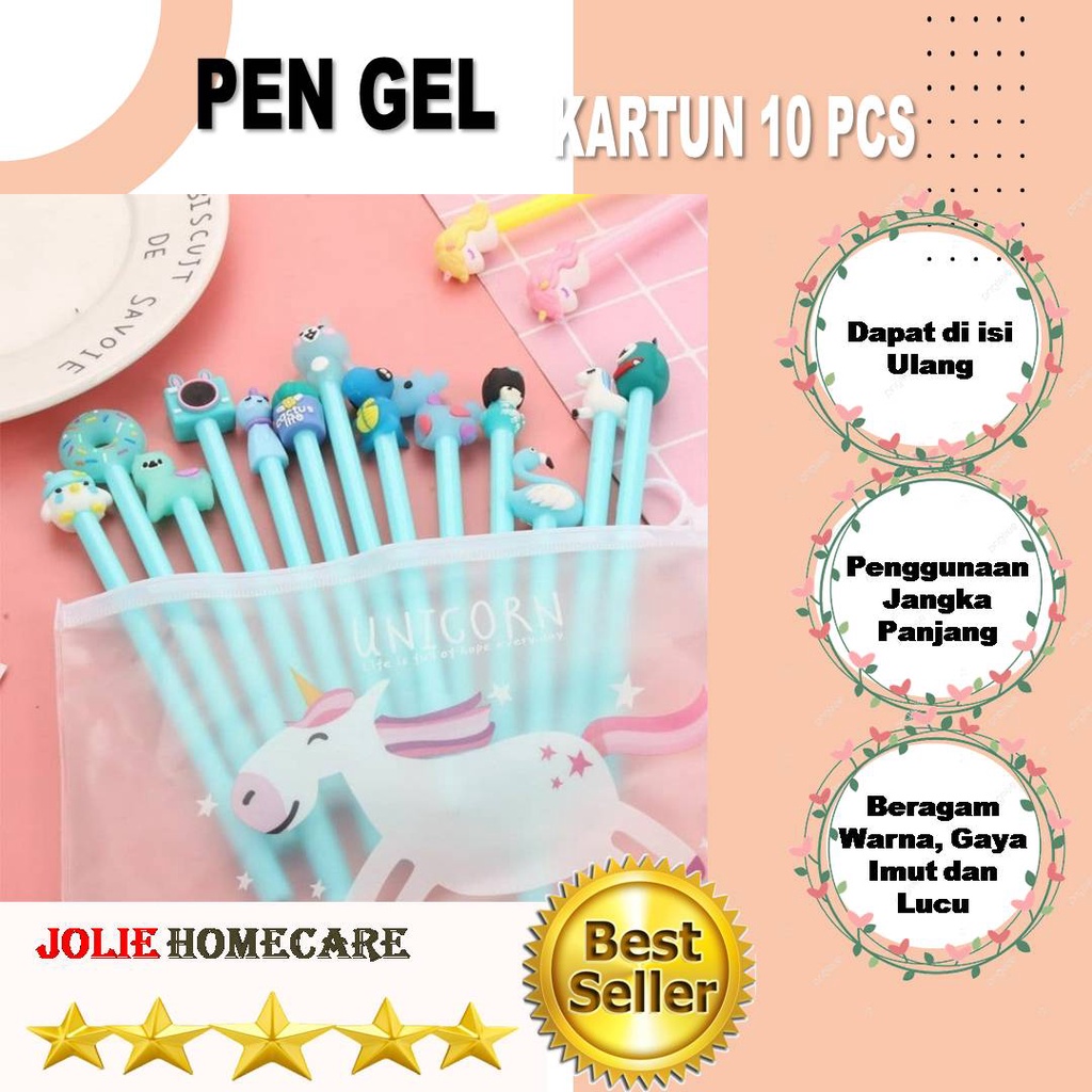

Pulpen Bolpoin Pen Gel Fancy Kpop Korea Korean Kartun isi 10 PCS bisa diisi Ulang
