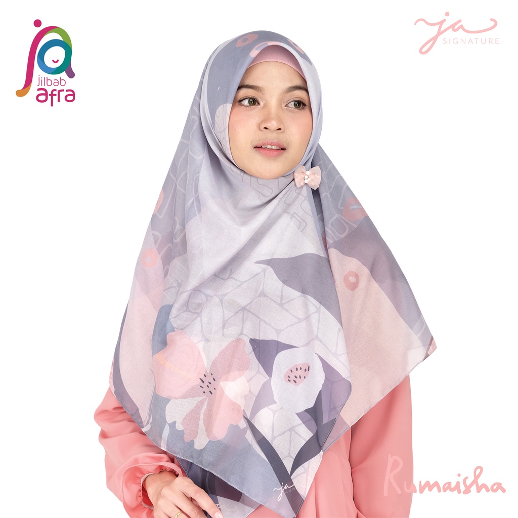 Jilbab Afra - JA Signature Printed Premium Scarf - Hijab Segi Empat - Jilbab Voal Motif