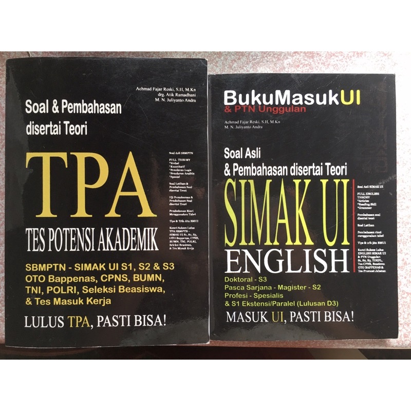 Buku Soal & Pembahasan SIMAK UI S1 S2 S3 TPA & English 2 buku