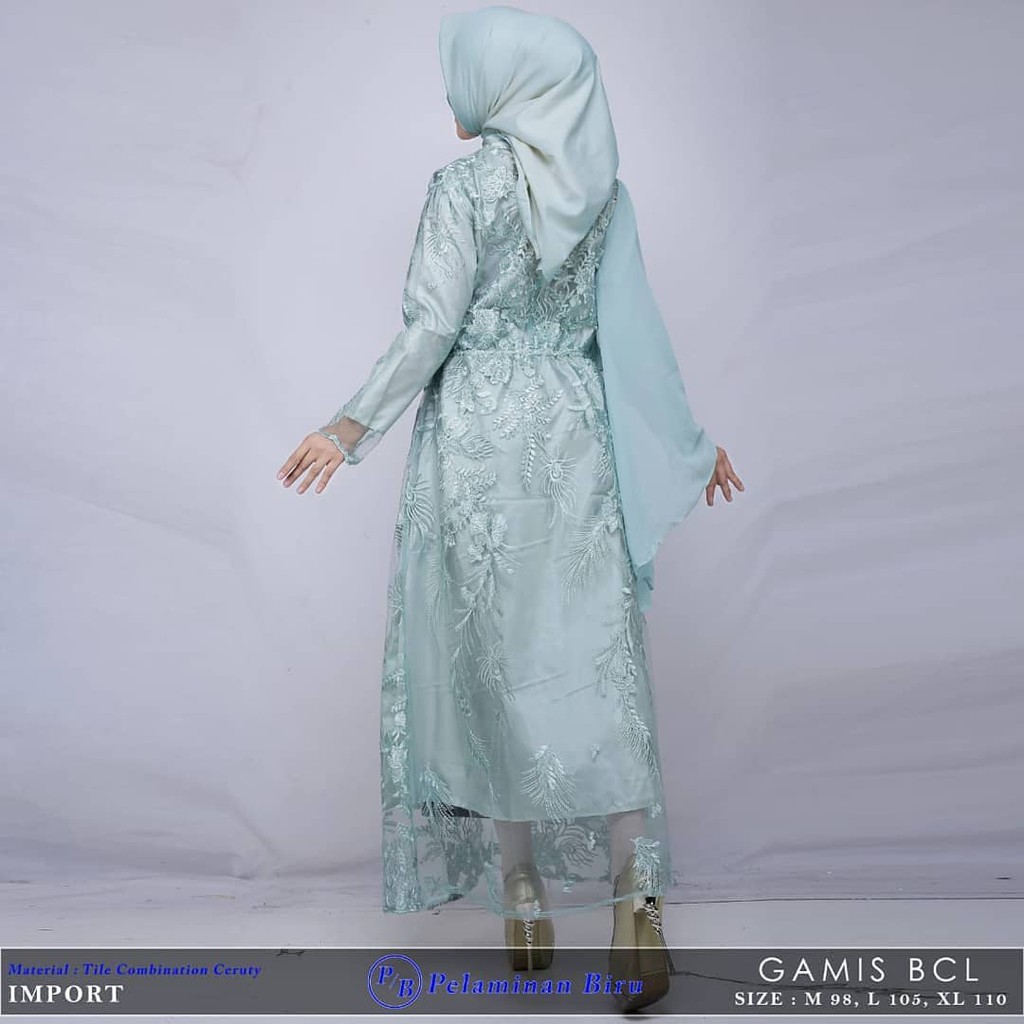 Setelan Gamis BCL Full Furing Warna Mint / Gamis Dress