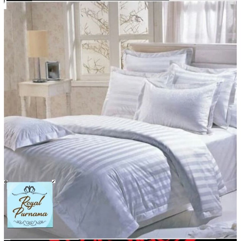 Sprei Putih Salur Pasta 100x200x30 Tanpa Sarung Guling