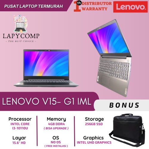 LENOVO V15-G1 (INTEL CORE i3-10110U/12GB/SSD 256GB/15.6&quot;) LAPTOP GAMING LENOVO - LAPTOP BARU MURAH