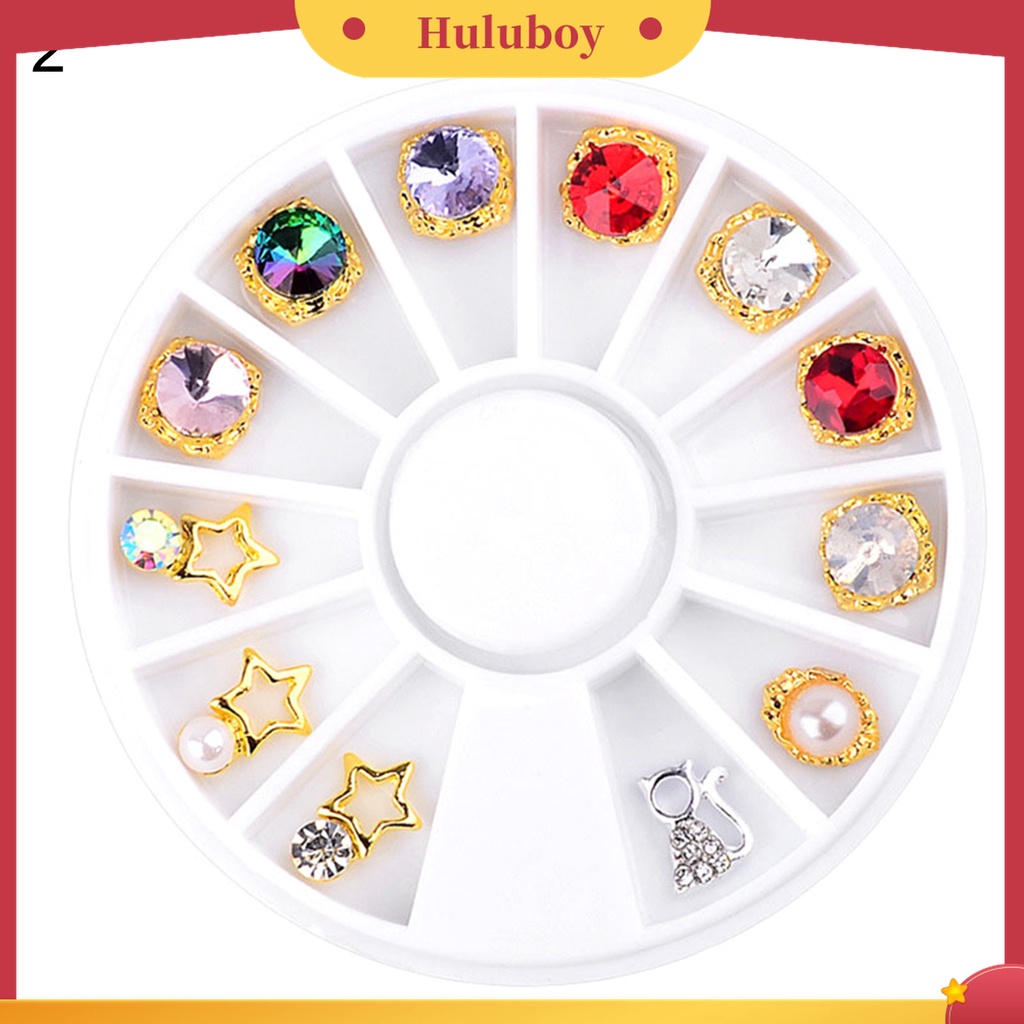 Huluboy Huluboy♡ Berlian Imitasi Kaca 3D Warna-Warni Untuk Dekorasi Manicure DIY