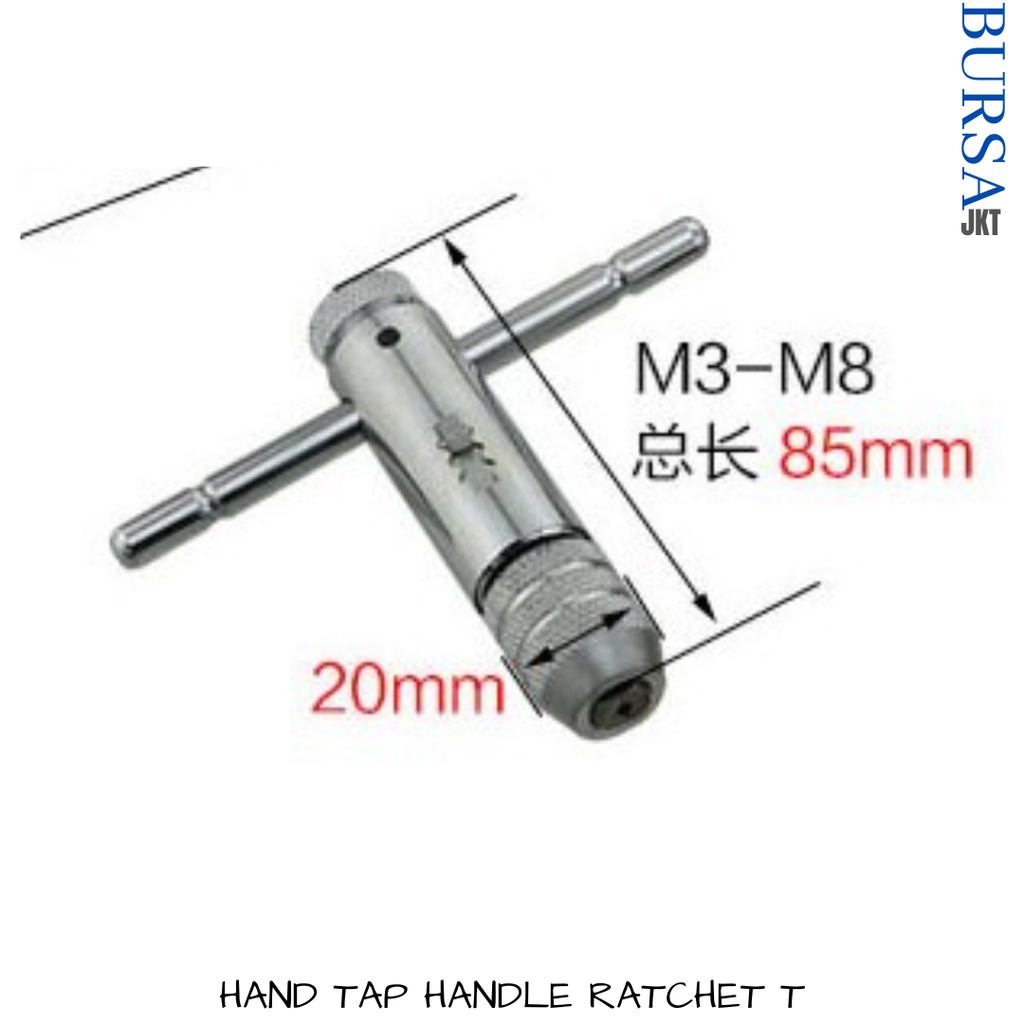 HAND TAP T STANG GAGANG RATCHET ADJUSTABLE TAP WRENCH M3 -M12 PEMBUAT DRAT