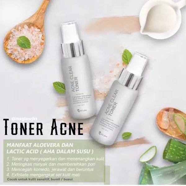 toner wajah  ms glow whitening acne luminouse ultimate ori bpom