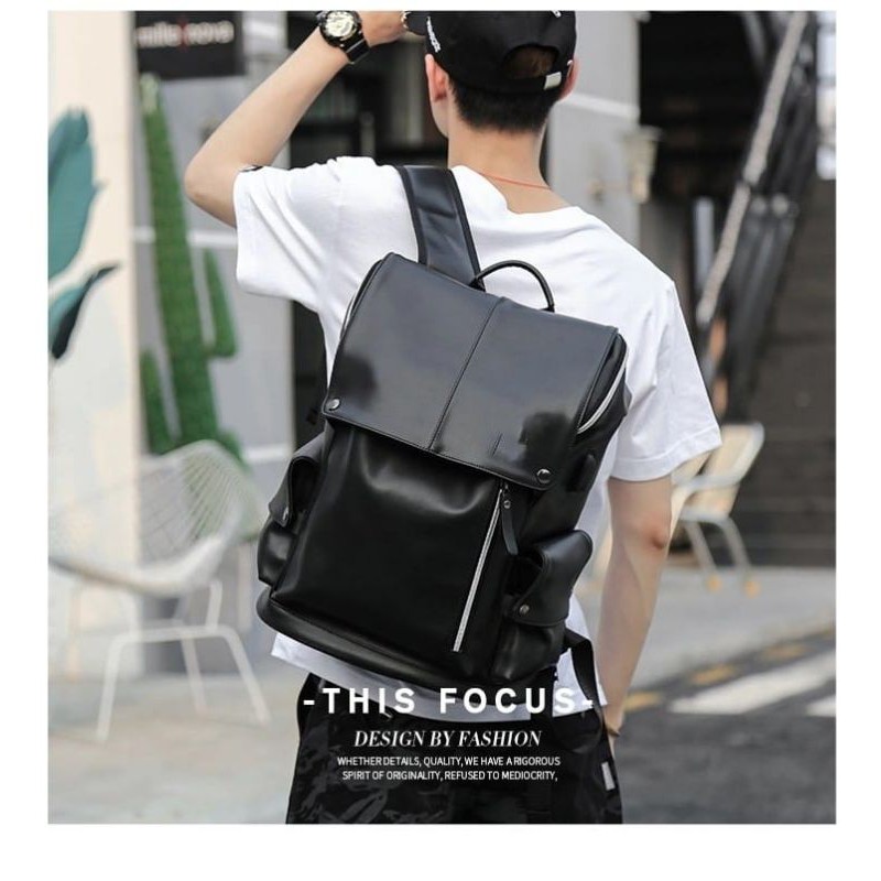 TAS RANSEL PRIA KULIT SINTETIS SLOT LAPTOP 16 INCH WATERPROOF SIZE BESAR