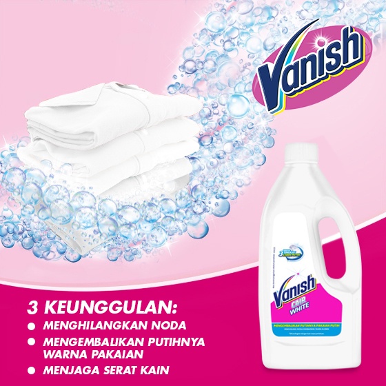 Vanish White Cair Penghilang Noda &amp; Pelembut Pakaian 150ml (3pcs)