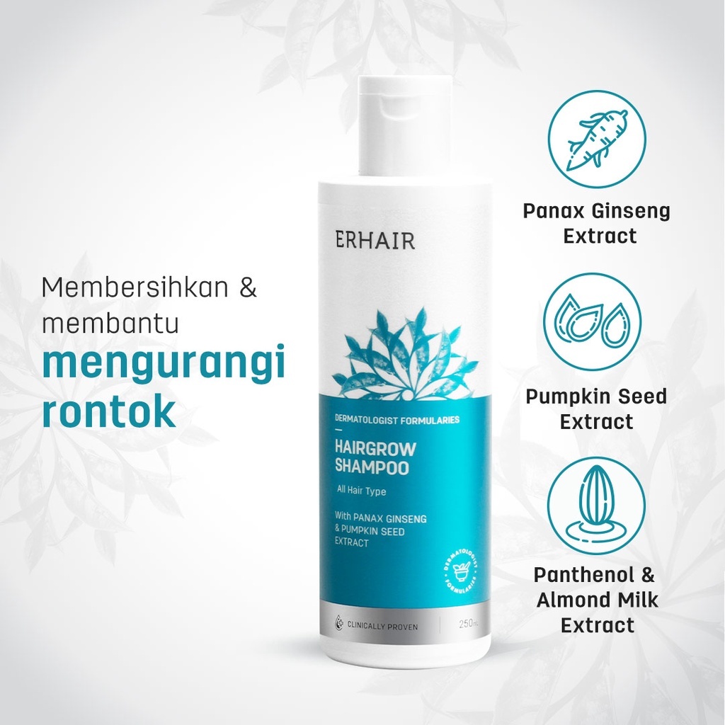 ERHAIR Bundle Hairgrow Shampoo 250ml + Hairgrow Moisturizer 200ml - Paket Rambut Anti Rontok-1